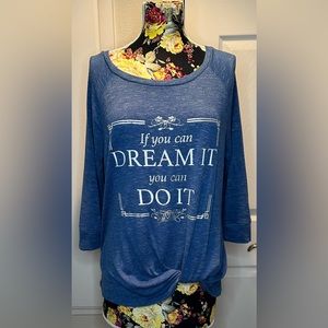 Knot Front 3/4 Sleeve Dream Tee